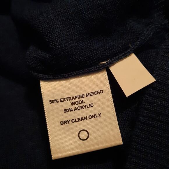 Thomas Dean Mens Sweater Size XXL Dark Teal Merino Wool Blend Crew Neck Pullover - Picture 5 of 5